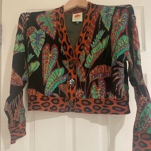 Farm Rio Cropped Knit Cardigan